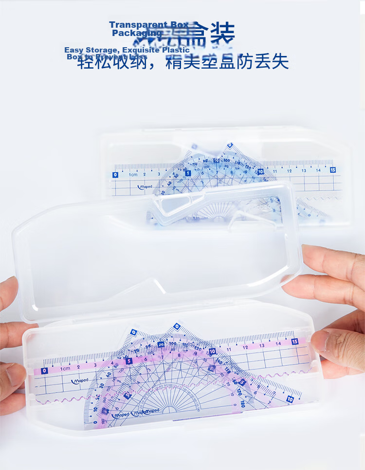 Maped Colorful Multifunctional Ruler Set, 15cm Wave Straight Ruler, 45° Triangle Ruler, 60° Triangle Ruler, 180° Protractor, Study And Exam Ruler Set, 981766CH, Pink 7