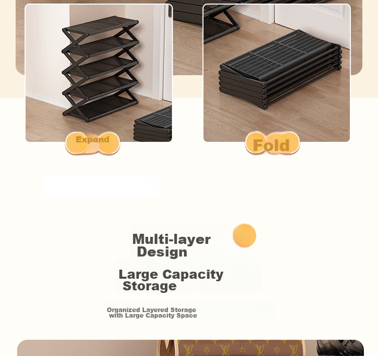 Anerya Foldable Shoe Rack No-Installation Simple Home Entryway Multi-Layer Small Space Storage Organizer 3-Tier 7