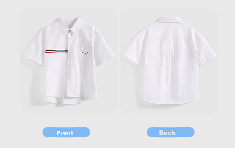 Romon Kids Short Sleeve White Shirt 100% Cotton Boys Pure Cotton School Style Performance Shirt Short Sleeve Shirt Style 1 Size 110 11