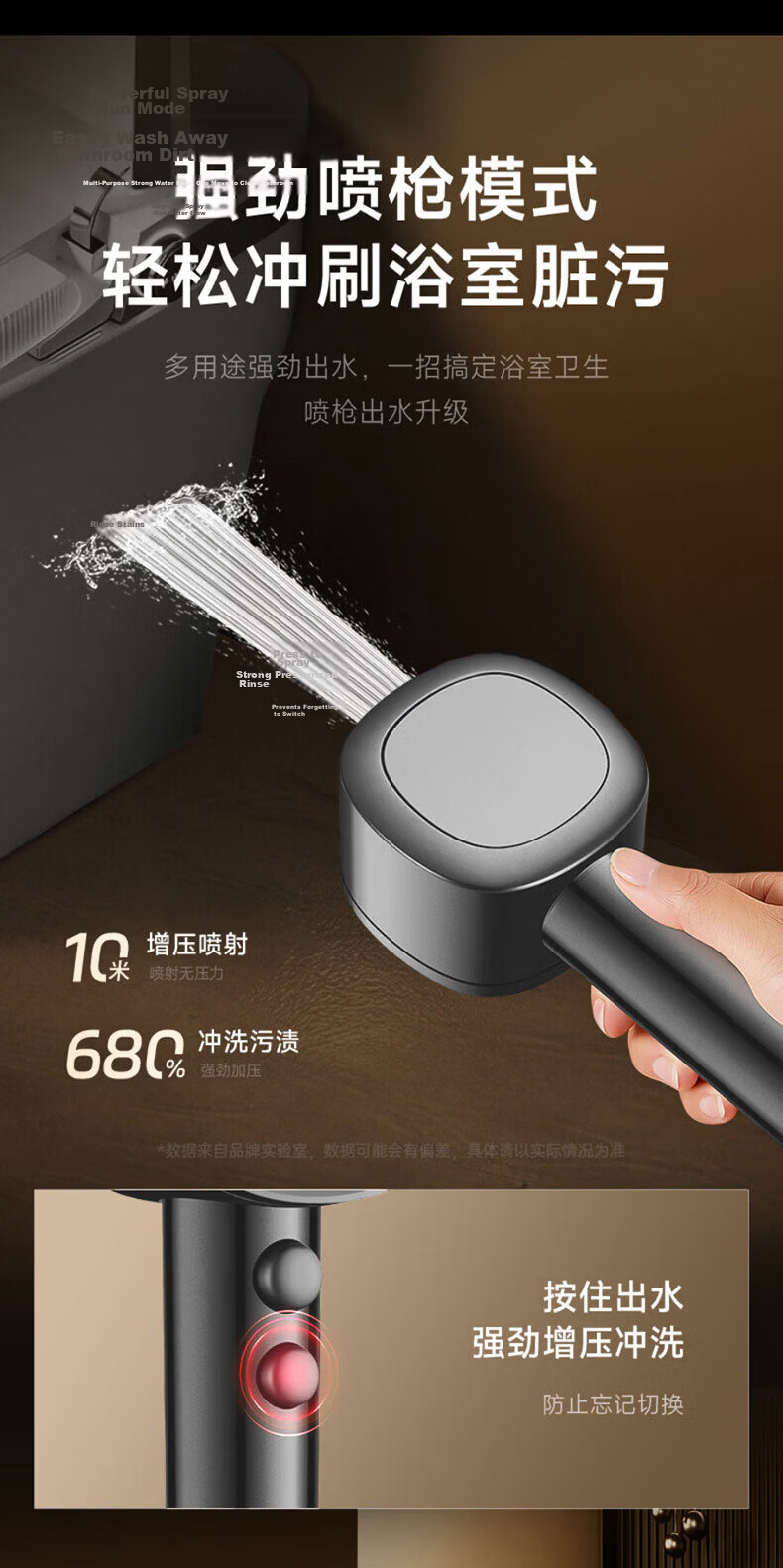 HOMK Seiko Pressurized Shower Head New Bathroom Filtered Single-Head Shower Sprayer 9