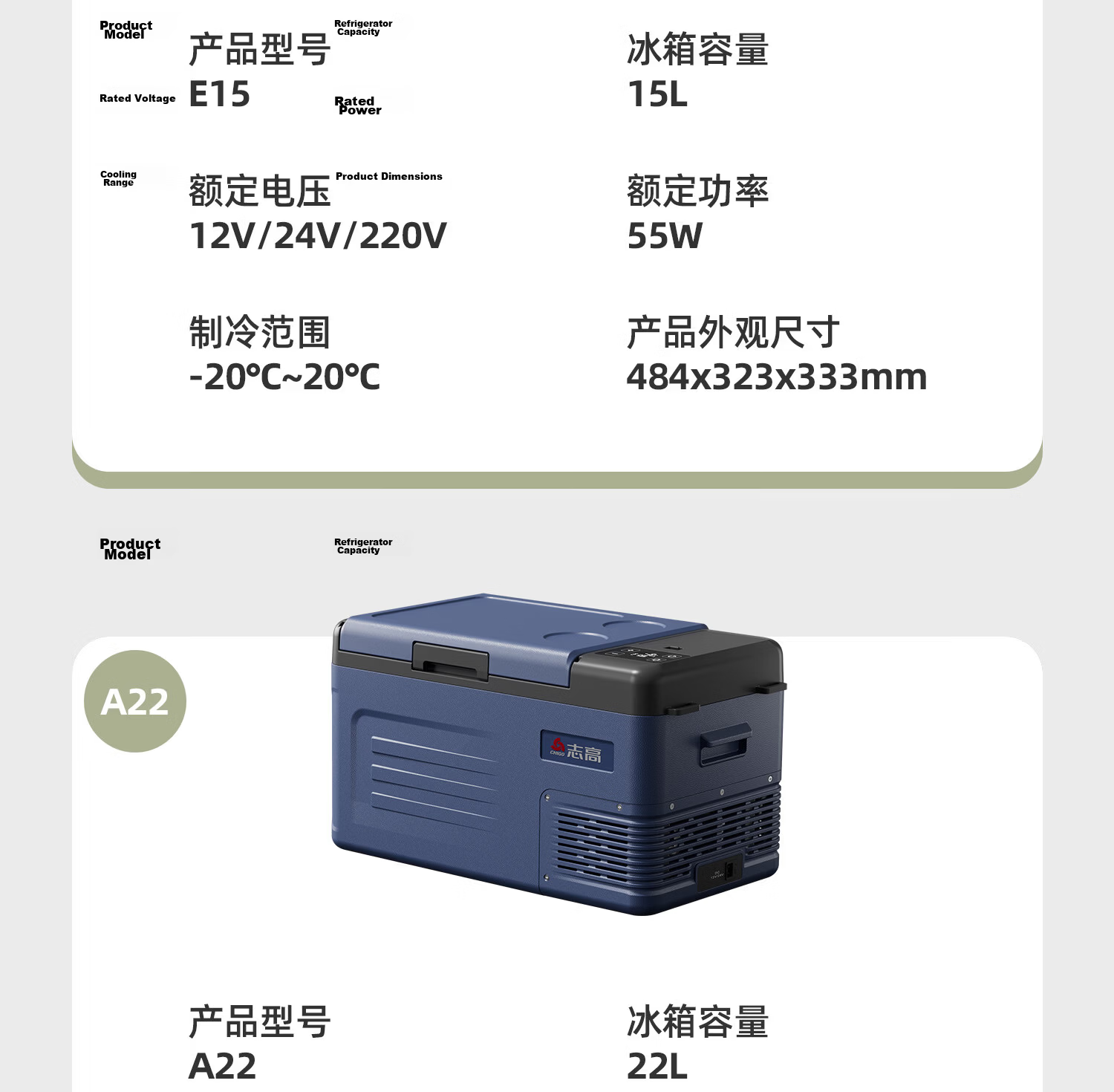 CHIGO Car Refrigerator Dual-Use for Vehicle and Home 12V 24V 220V Small Portable Compressor Truck Freezer M8 35