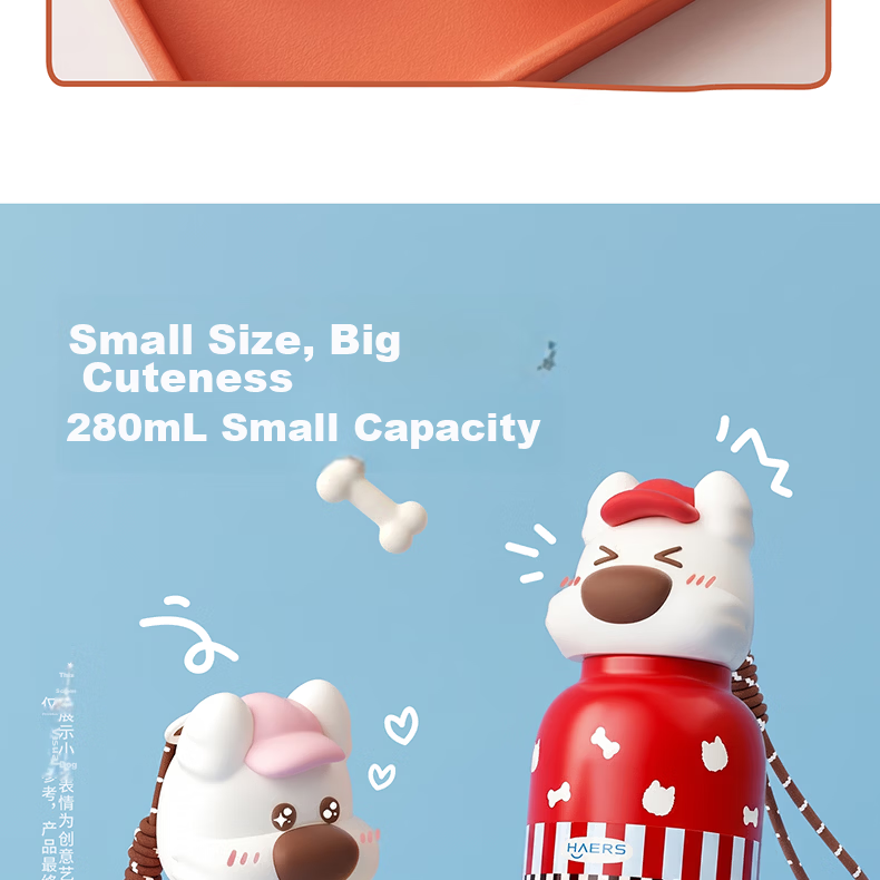 Haers Star Model Insulated Pocket Cup for Girls High-Value 316 Stainless Steel Bottle 280ml Pink 7