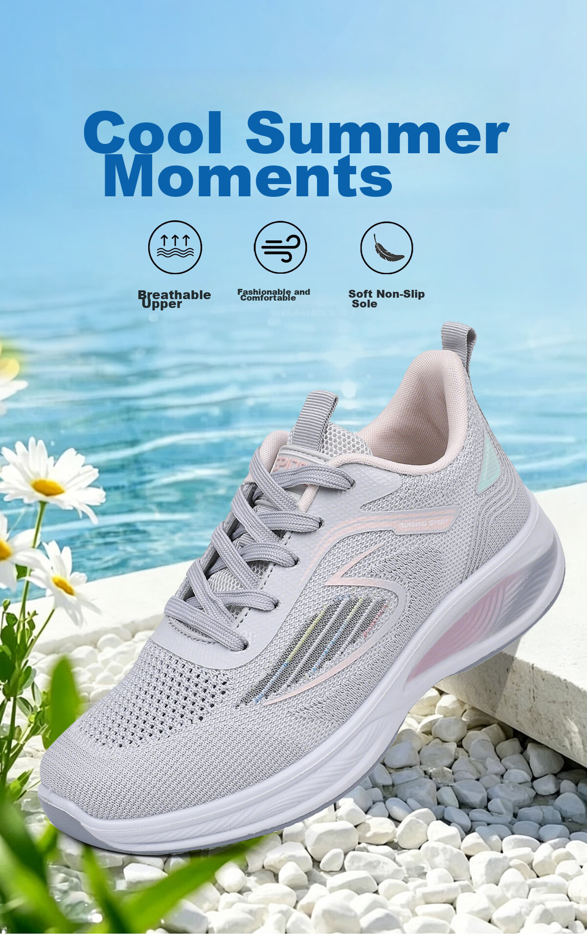 BURUIJING Summer Women's Shoes Old Beijing Cloth Shoes Women's Mesh Shoes Mesh Surface Mom Sports Casual Shoes 68879 Light Gray Size 40 4