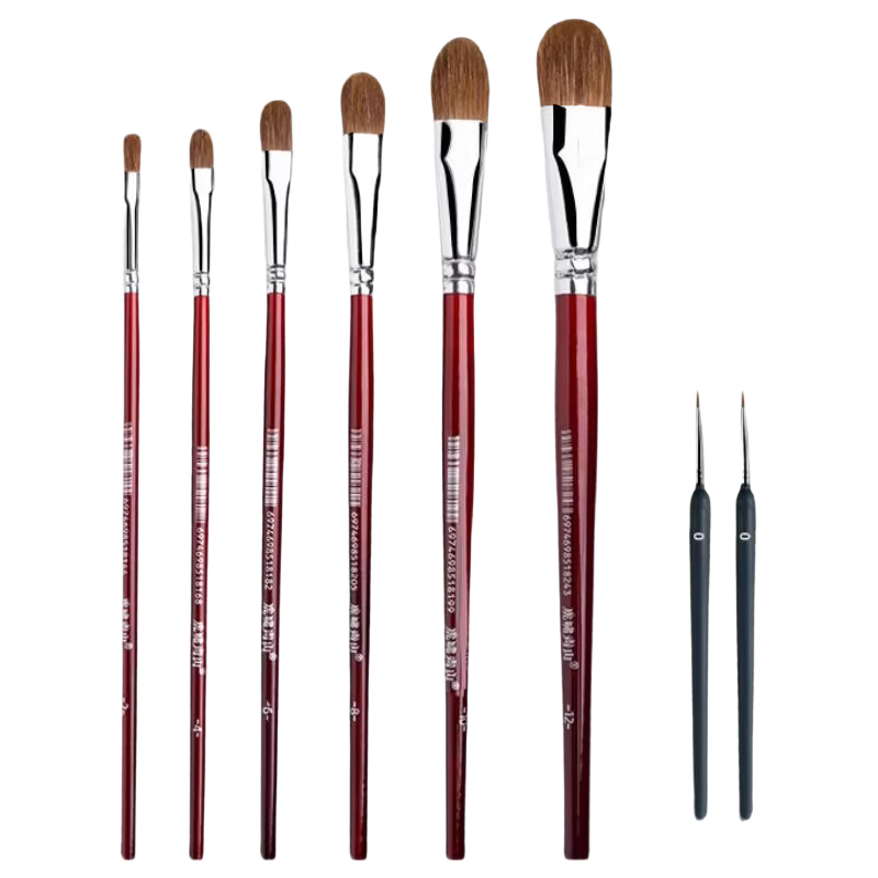 Kongse Watercolor Brush, Nylon Black No.6 Duck-Bill Shape Brush, Oil Painting Brush, Acrylic Paint Brush, Watercolor Brush Set, Art Student Special Long Handle Nylon Flat Brush, Painting Tool Brush
