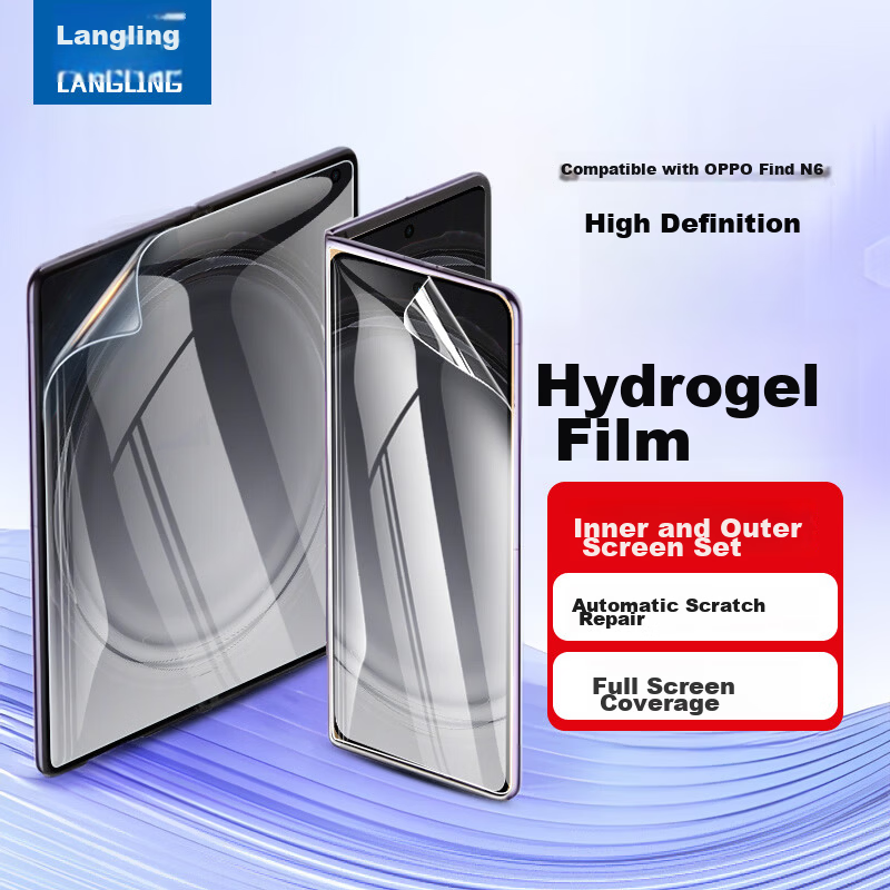Langling [Inner and Outer Screen Set] Compatible with OPPO Find N6 Phone Film Find N6 Foldable Screen Non-Tempered Hydrogel Full Screen Coverage Scratch-Resistant Front Protective Film