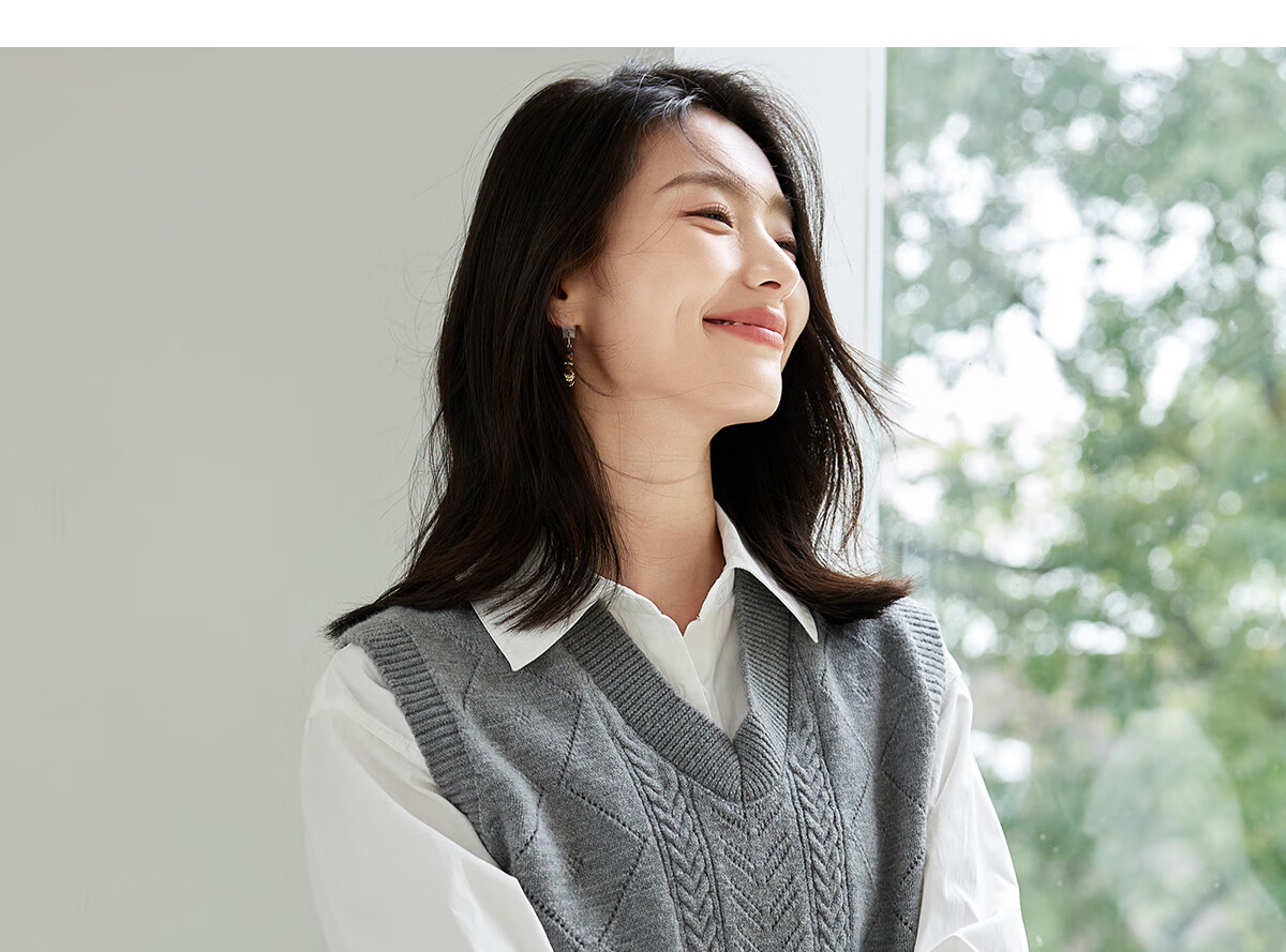 Chushen Spring And Autumn Knitted Vest for Women, Wilderness Maillard Vintage V-Neck Tank Top, Layered Sweater S143Z5005 13