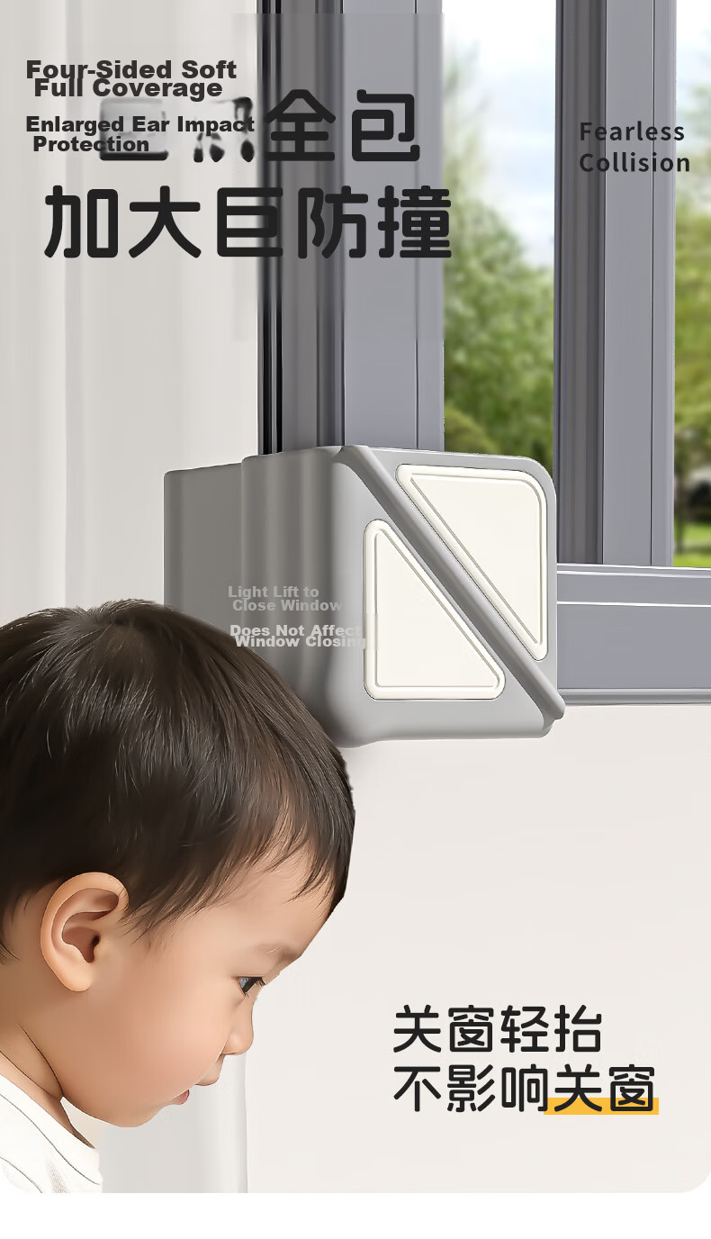 SAFTY DAD Broken Bridge Aluminum Window Corner Protector Anti-Collision Guard for Inward Opening Windows and Doors Corner Protection Sleeve 1