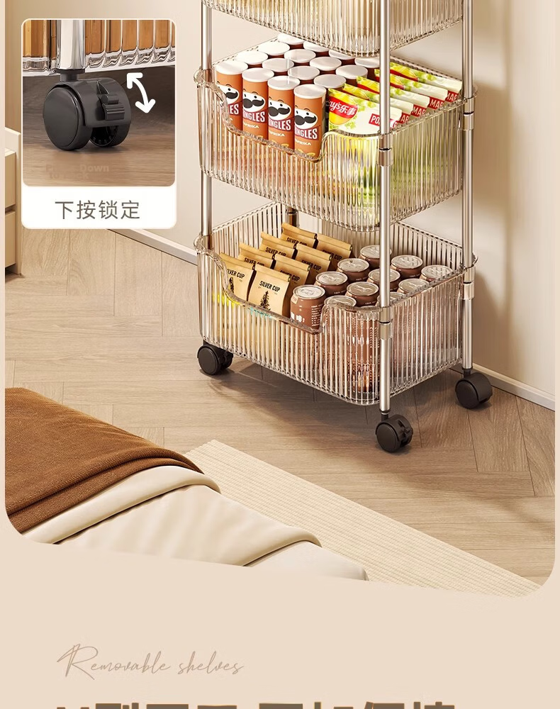 Shunyou Kitchen Storage Rack, Acrylic Floor-Standing Rotating Vegetable Shelf, Storage Rack, Mobile Cart SY-616 10