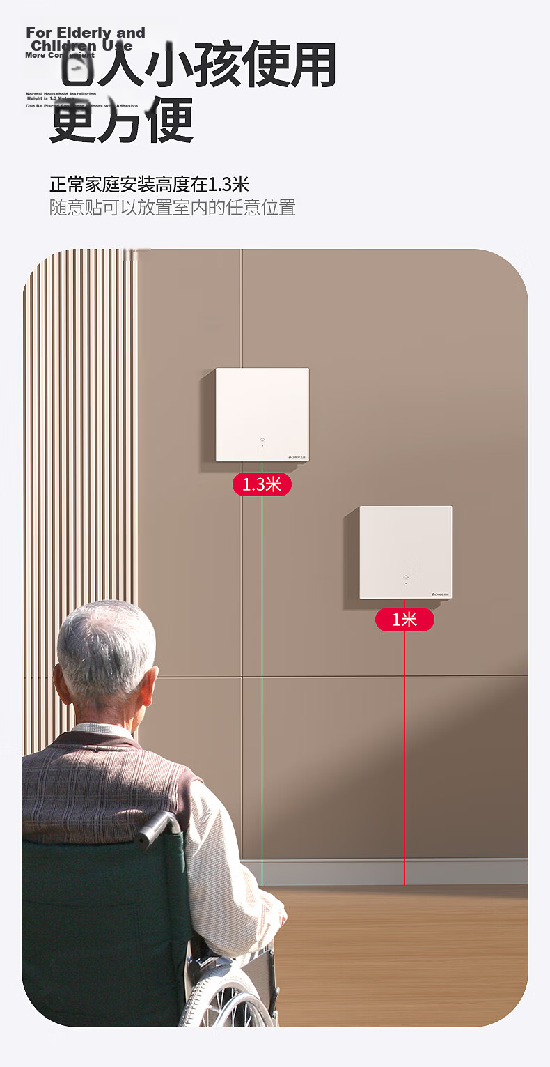 CHIGO Wireless Remote Control Switch Wireless Panel Home Remote Controller Adhesive Switch White Single-Gang Kit 5
