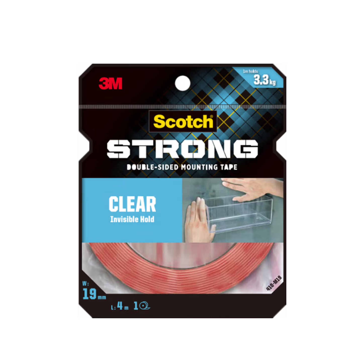 3M Transparent Invisible Strong Double-Sided Tape, Heat And Cold Resistant, Waterproof, Suitable for Glass/tiles And Other Materials, Width 19mm, Length 4m, Thickness 1mm