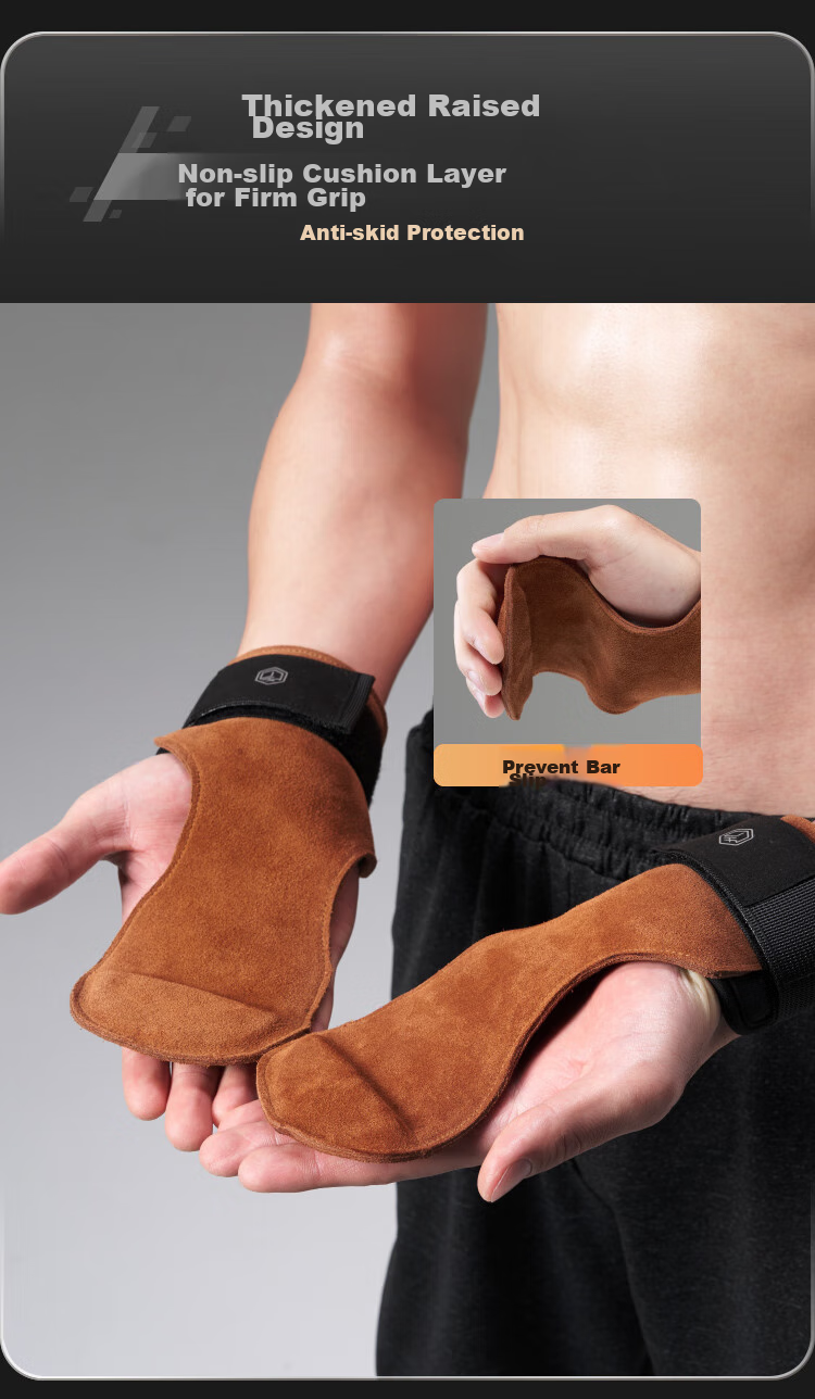 JD Original Pull-Up Assist Bands, Fitness Grip Strength Bands for Men And Women, Deadlift Fitness Gloves, Cowhide Brown, 2 Pieces 8