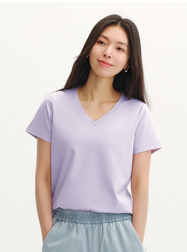 Semir Cooling T-Shirt | Women's Slim Fit Short Sleeve U-Neck 2026 Summer Cooling Purple Base Shirt 109326100001 29