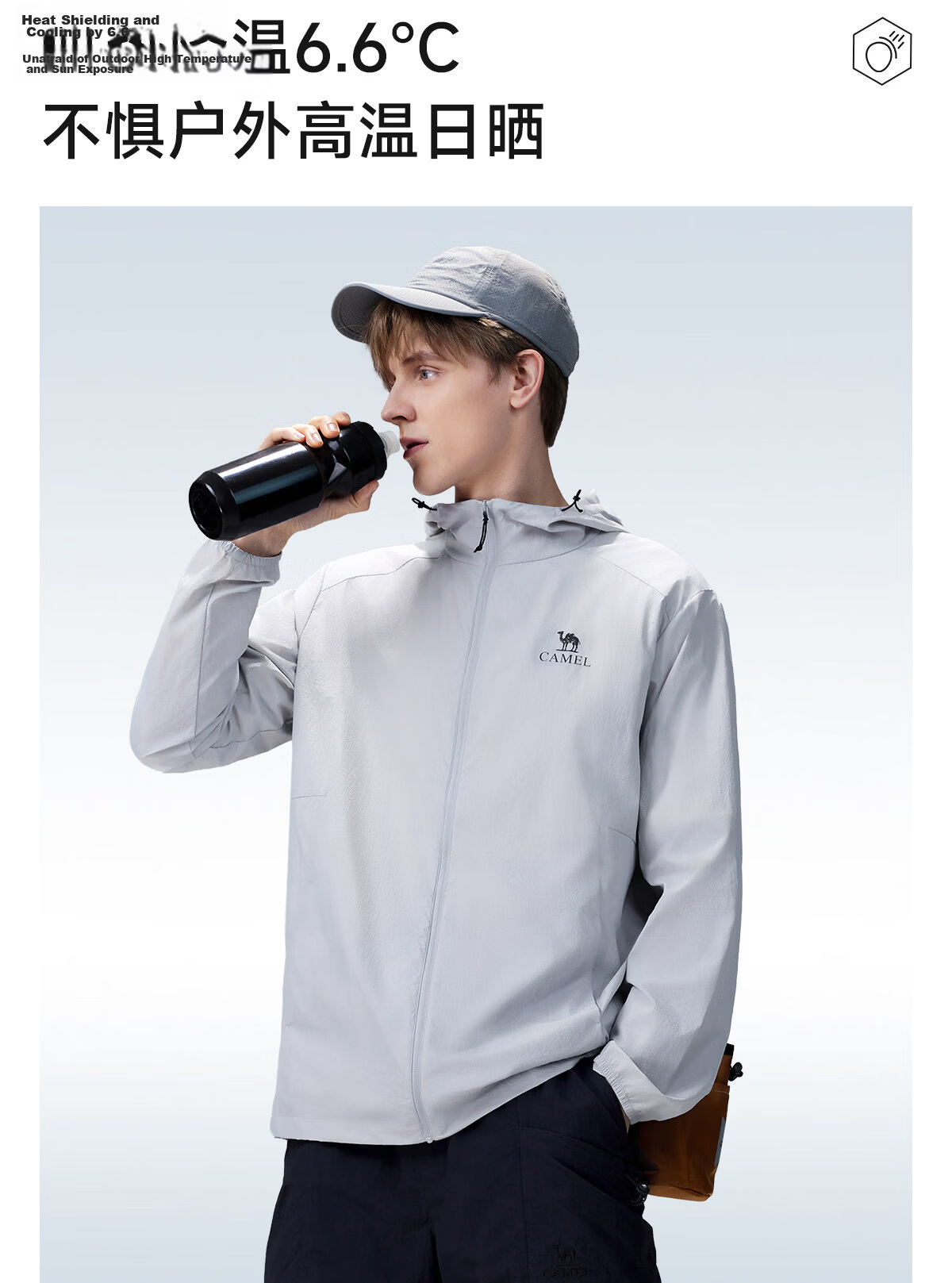 CAMEL Outdoor Original Yarn Sun Protection Jacket 2026 Spring Summer New Men's UPF1000 Cooling Water-Repellent Sports Jacket 8