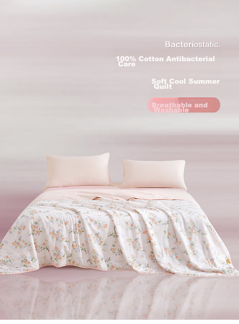 Boyang Home Textile Summer Cooling Quilt Antibacterial Washable 100% Cotton Air Conditioning Quilt Pure Cotton Summer Blanket Approx. 2 Jin 150*210cm 1