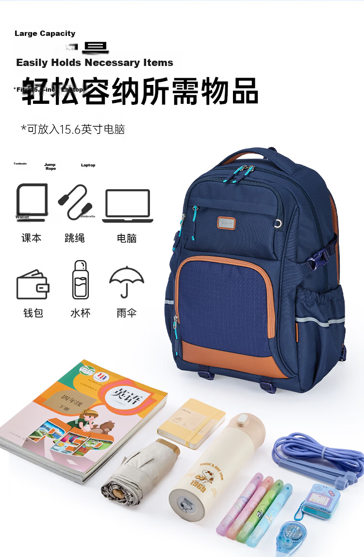 KALA·Y Large Capacity Lightweight Ergonomic Backpack for Middle and High School Students Unisex Stylish School Bag 11