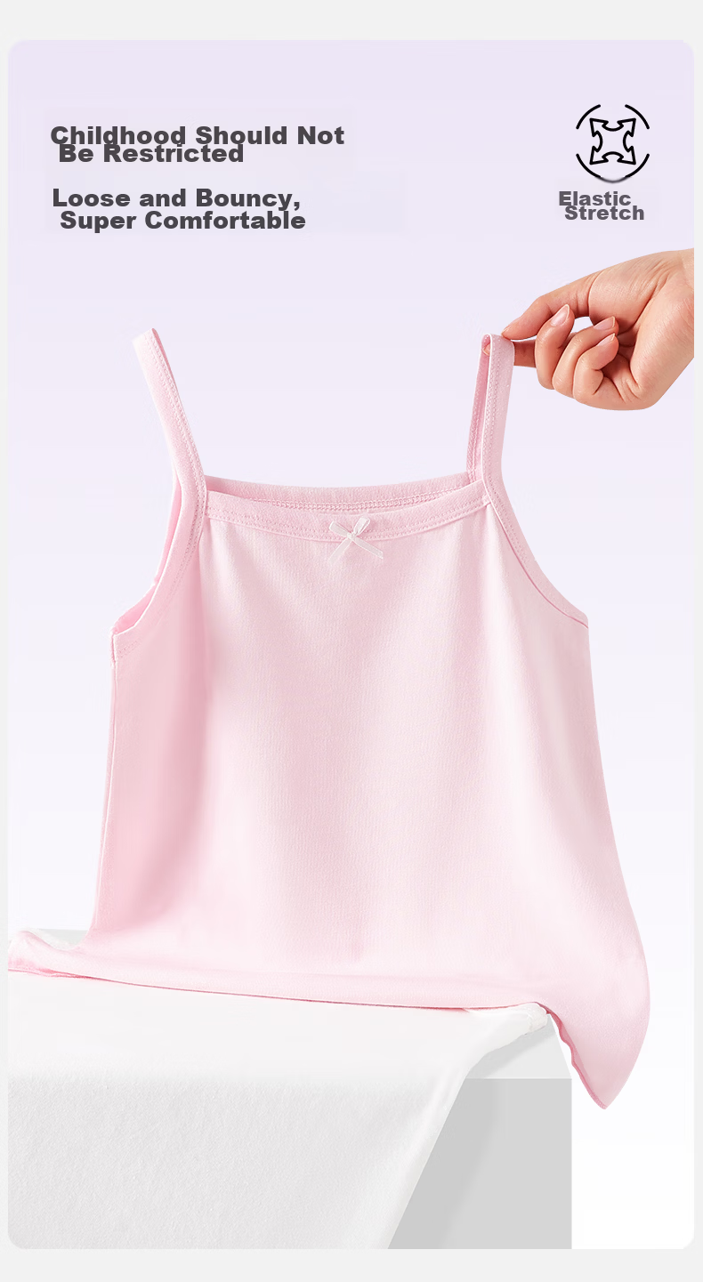 Langsha Girls' Cotton Tank Top Children's Summer Thin Sleeveless Pajama Vest 2-Pack 8