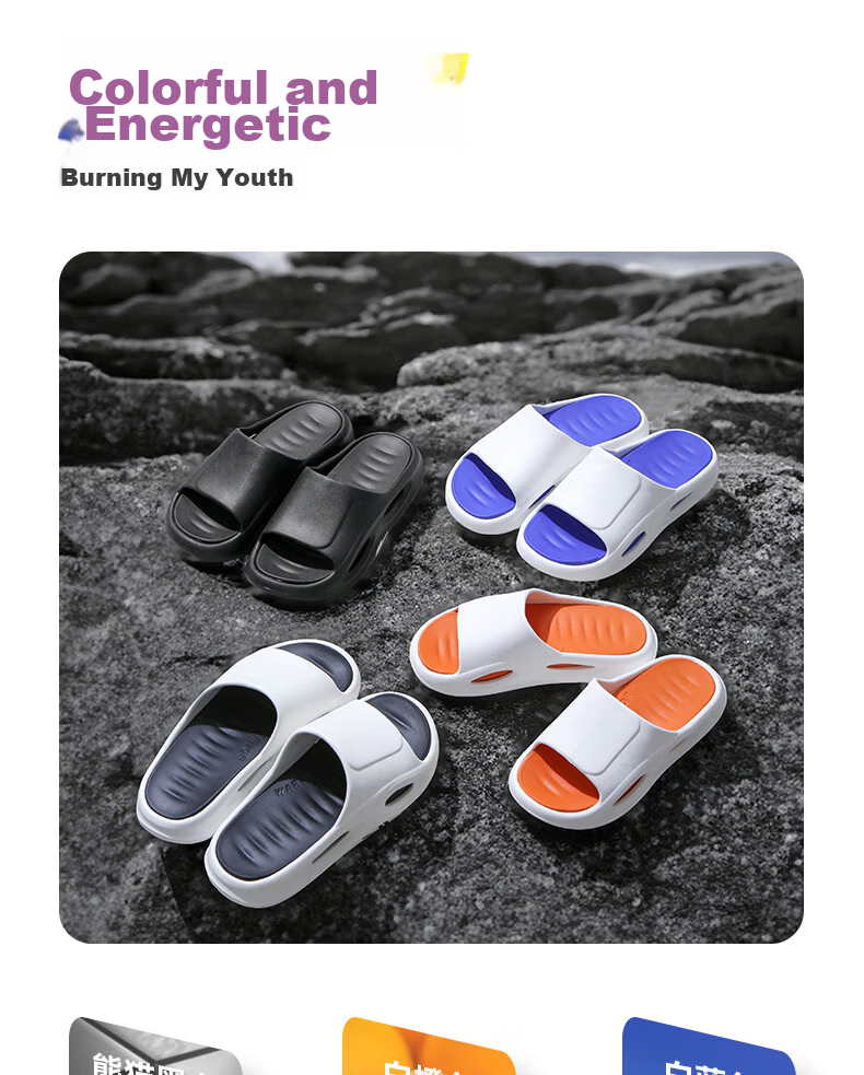 Warrior Official Men's Slippers 2026 Spring Outdoor Sports Non-Slip Sandals White Blue Size 42-43 19