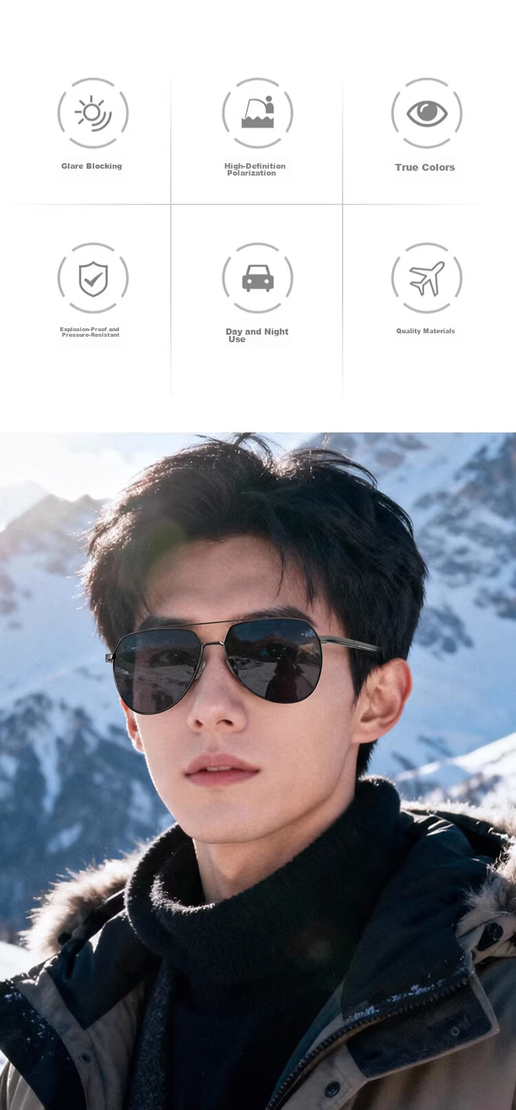 Jingchu Day and Night Dual-Use Driving Sunglasses for Men Polarized Fishing Pilot Frog Mirror Gun Frame (Smart Photochromic) 5