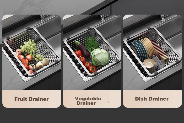 MUYA Stainless Steel Kitchen Sink Draining Rack Expandable Vegetable Strainer Basket 21