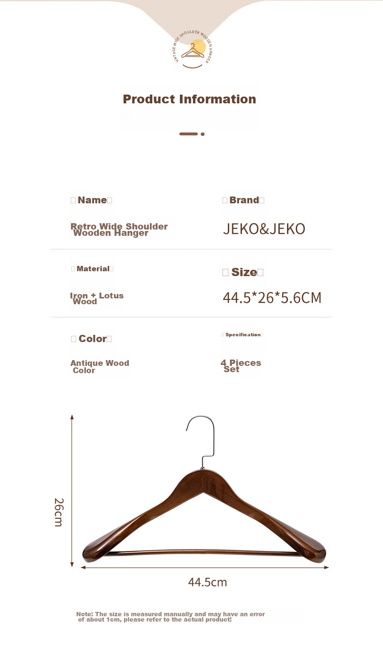JEKO&JEKO Natural Camphor Wood Coat Hangers with Wide Shoulders, Non-Slip Wooden Clothes Hangers, Seamless Drying Rack, Natural Wood Color, 10 Pieces 11