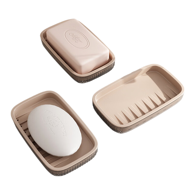 BDO Household Soap Dish Holder, Double-Layer Draining Soap Rack, No-Drilling Bathroom Storage Soap Box, Large High-Quality Soap Tray