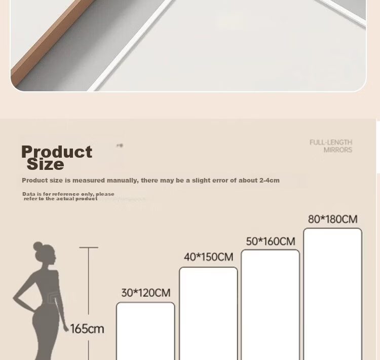 Anerya Full-Length Floor Mirror Aluminum Alloy Dressing Mirror 40x150cm for Home Bedroom Dorm Wall-Mounted 24