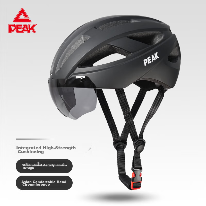 Peak Integrated Cycling Helmet with Goggles Unisex Mountain Road Bike Matte Black