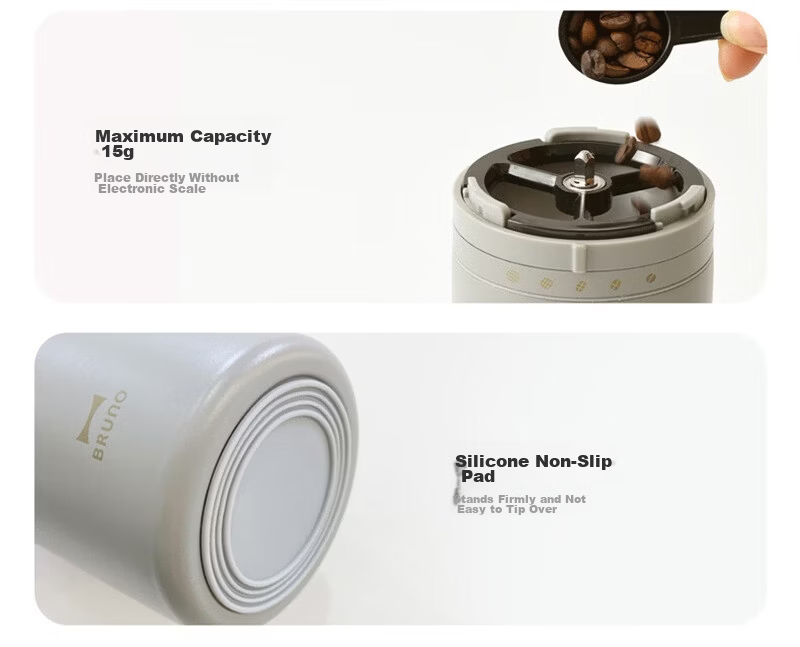 BRUNO Coffee Maker Small Portable Coffee Cup Grinder Hand Drip Insulated Coffee Grinder Office Travel Outdoor Housewarming Gift Ivory White 14