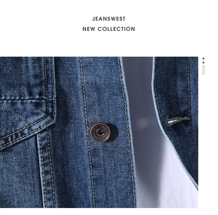 Jeanswest Men's Denim Jacket, 2026 Autumn Season, Soft Comfortable Trendy Lapel Jacket, Men's Outerwear, Dark Blue, XL 4