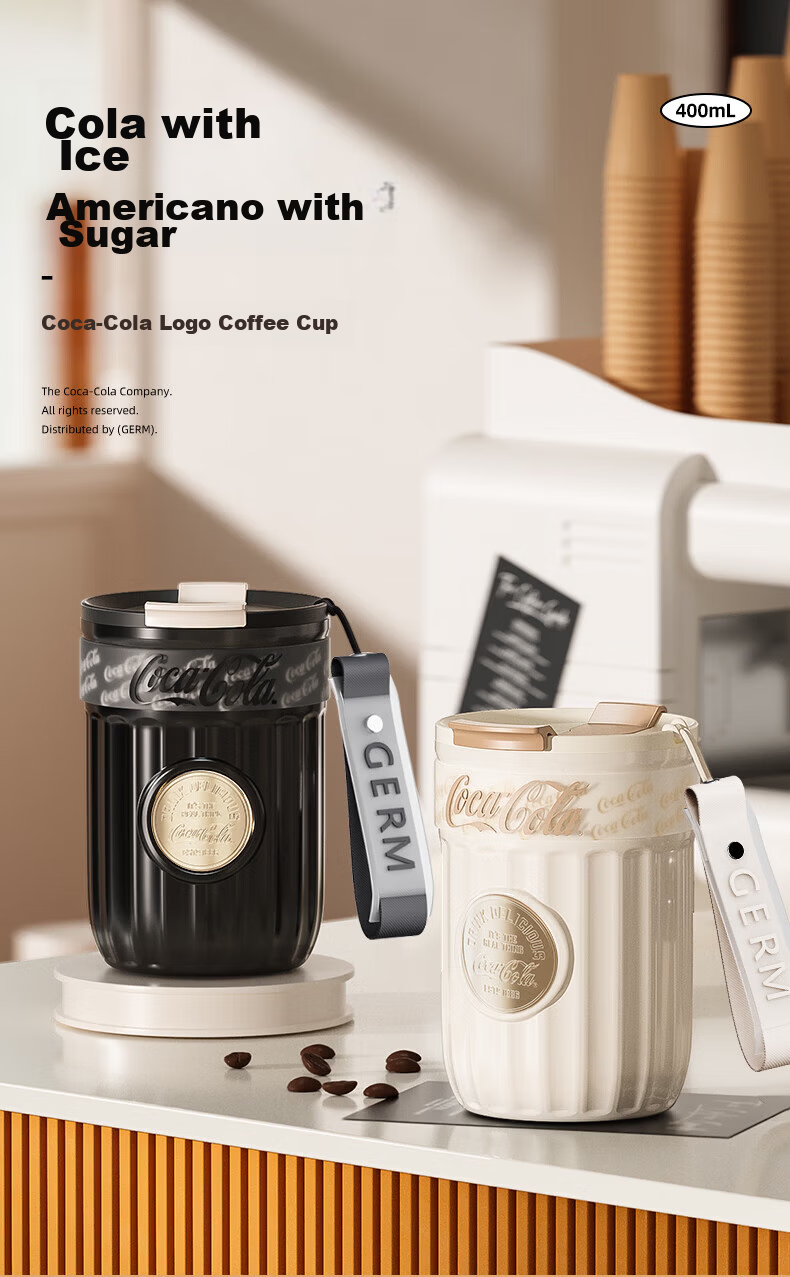 Germ Coca-Cola Badge Insulated Straw Cup GE-CK23AW-B55-2 Snow White 400mL (Each) 15