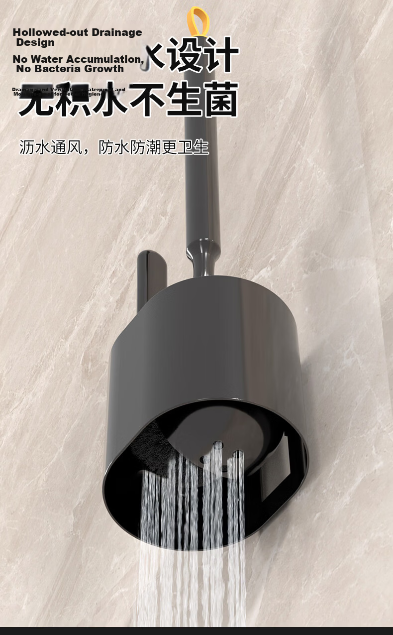 Aimeiya Thickened Long Handle No-Drill Toilet Brush Multi-Functional Cleaning Brush with Base for Home and Hotel 9