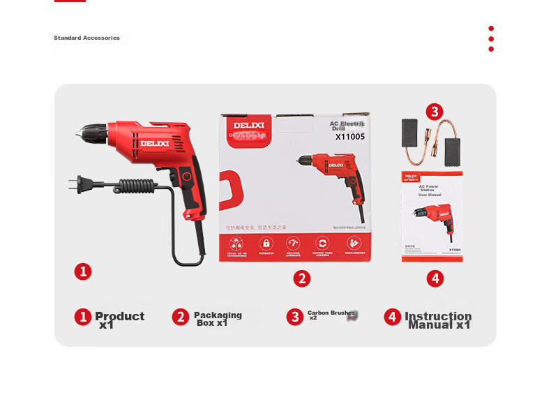 Delixi Electric Handheld Corded Drill Screwdriver 450W for Wood and Metal Drilling 14