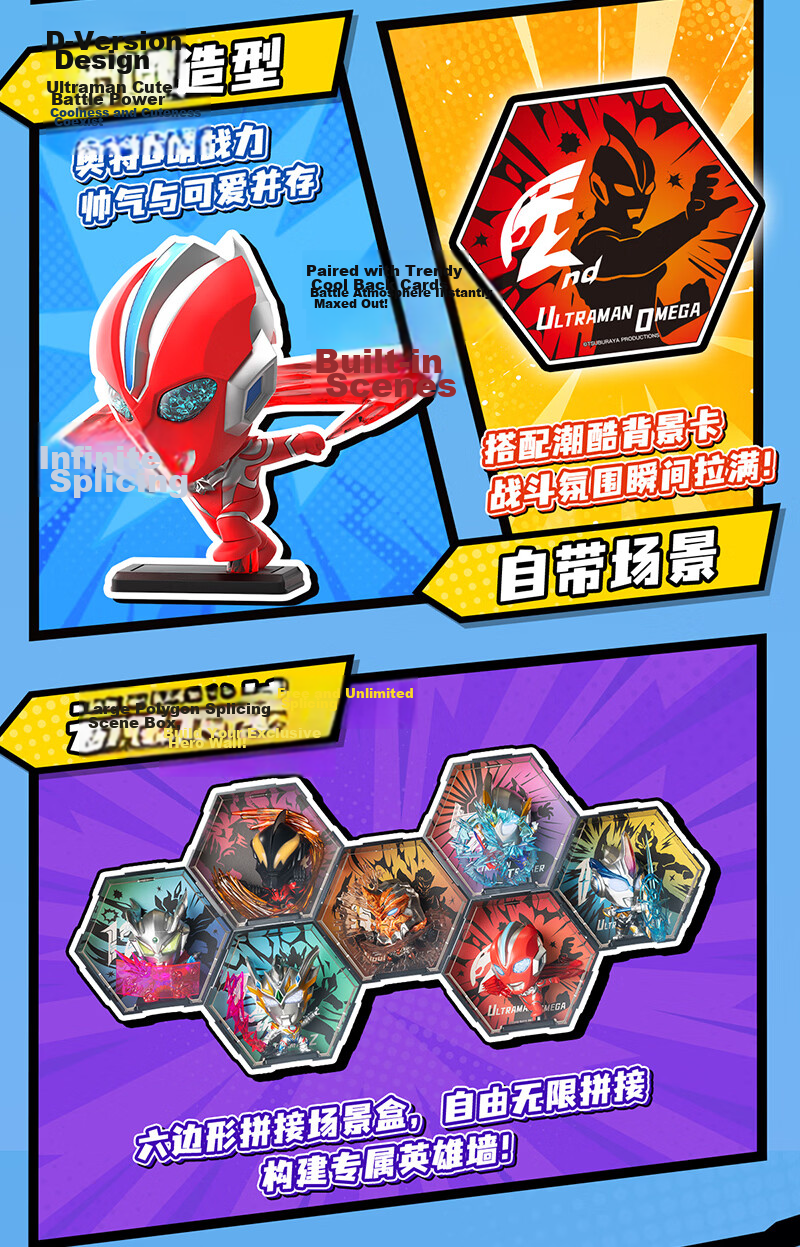 LDCX Ultraman Children's Toy Figure, Q Version Hero Action Figure, Light-Emitting Eyes, Articulated Joints, Third Series Blind Box 4