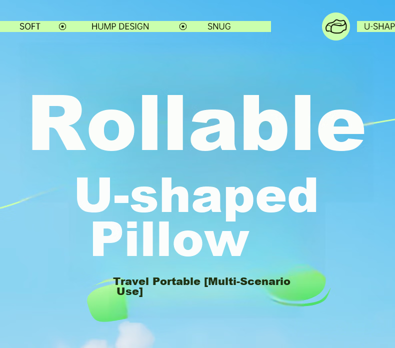HUIDUODUO U-Shaped Neck Pillow, Airplane Neck Support Pillow, Travel Portable Collapsible U-Shaped Neck Rest, High-Speed Rail Nap Aid 1