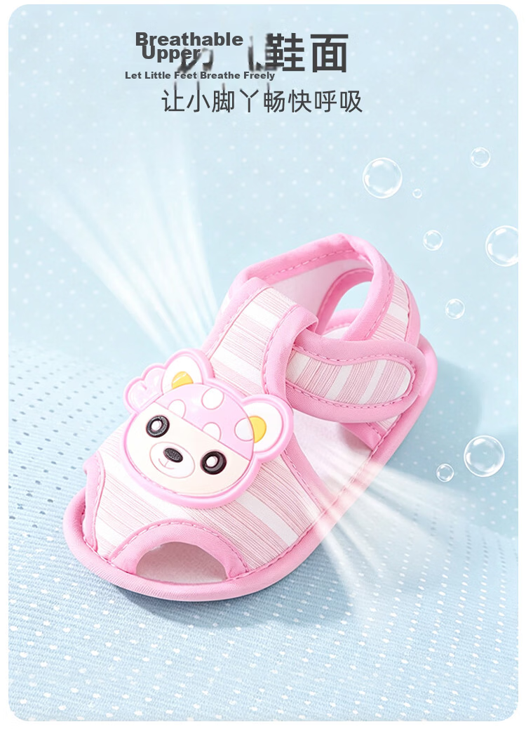 9i9 Baby Toddler Walking Shoes Summer Soft Sole Non-Slip Closed-Toe Sandals 0-1 Year Old Infant Pre-Walking Shoes Indoor Cartoon Bear Blue Size 12 8