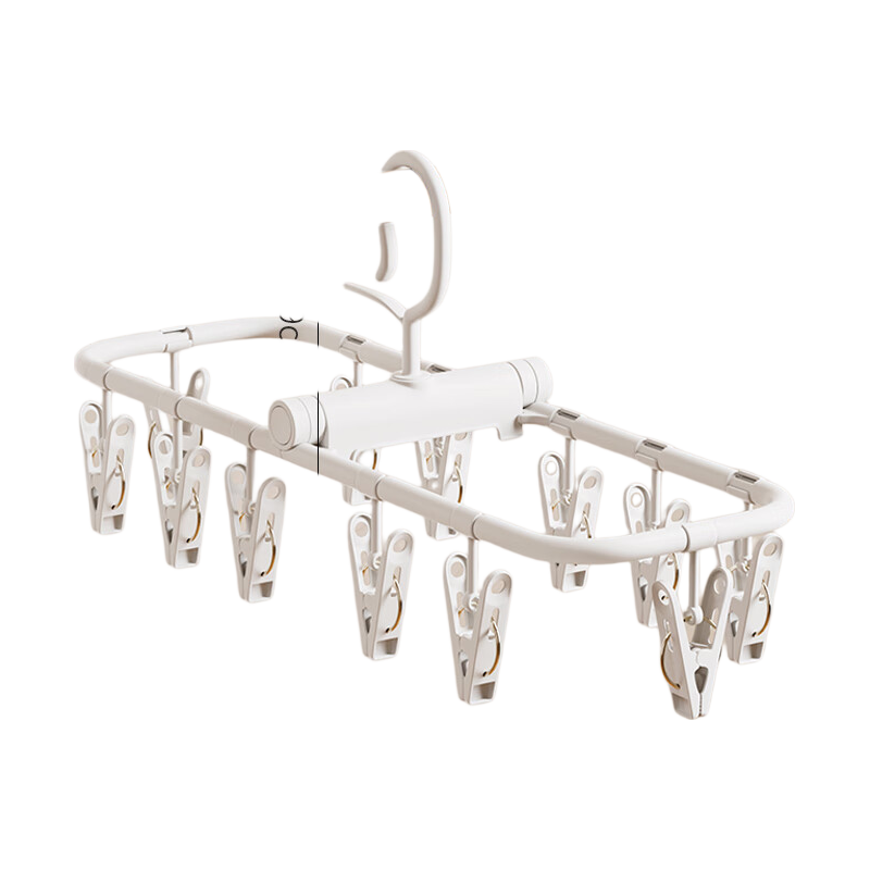 Bonnie Home Foldable Sock Drying Rack with Multiple Clips for Underwear and Baby Clothes, White, 12 Clips