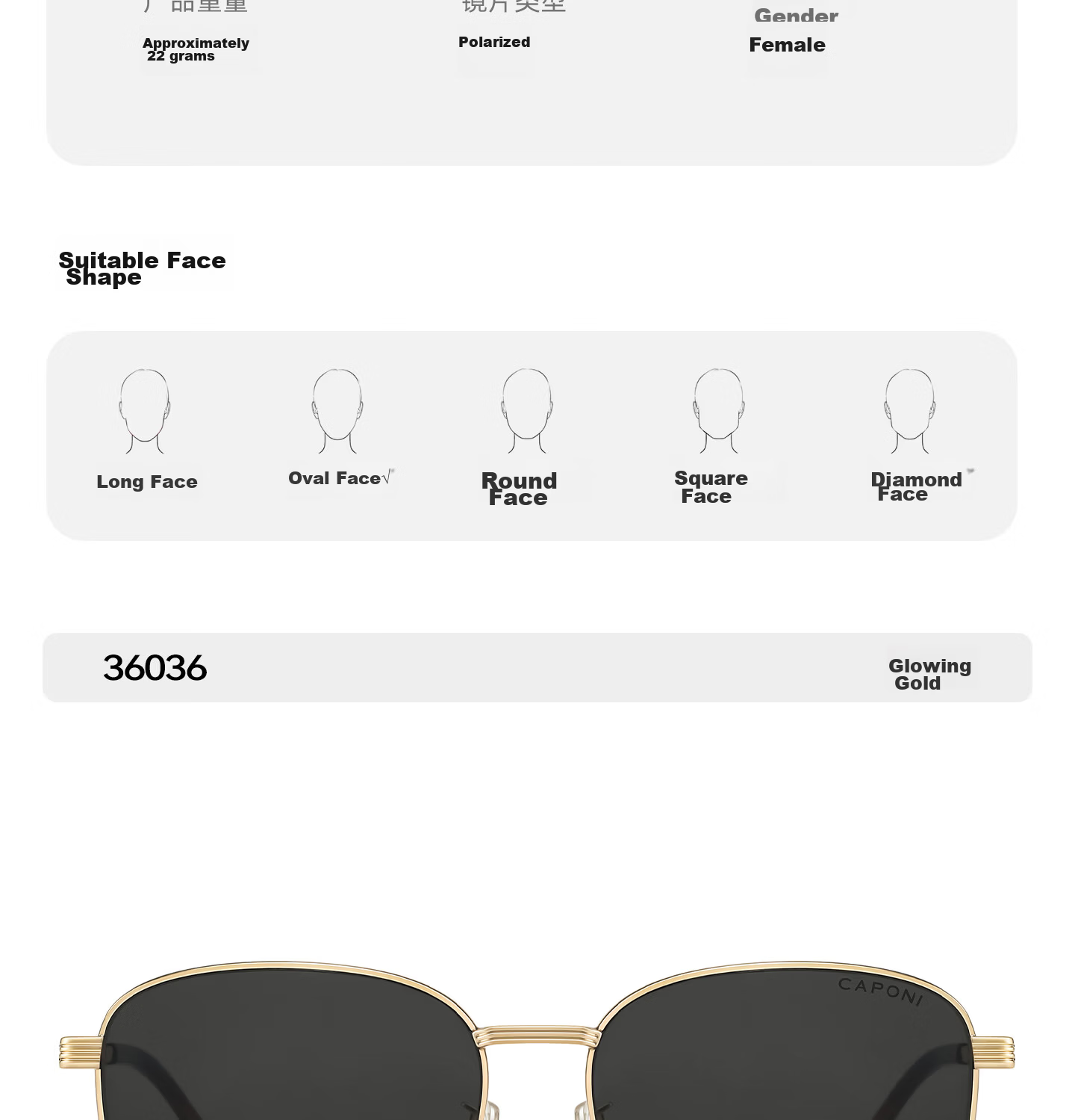 Jiaboli Polarized Sunglasses for Women Vintage Style UV Protection 2026 New Large Frame Slim Face Sunglasses 38