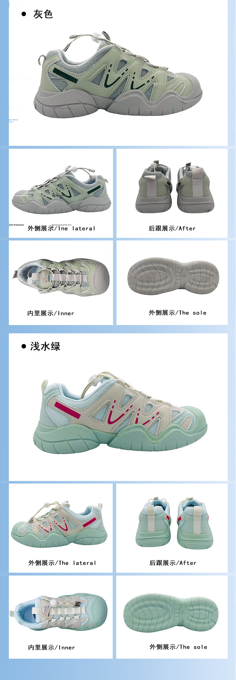 Qianjin Women's Shoes 2026 New Round Toe Breathable Creek Hiking Outdoor Sports Shoes Gray Size 39 11