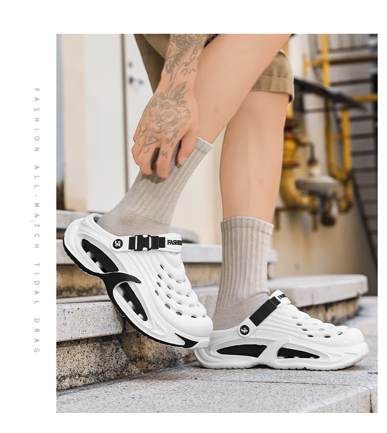 TonLion Men's Summer 2026 Thick-Soled Dual-Use Sandals Fashion Beach Shoes Black Gray Size 38/39 9
