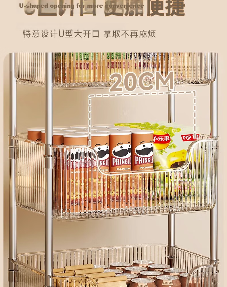 Shunyou Kitchen Storage Rack, Acrylic Floor-Standing Rotating Vegetable Shelf, Storage Rack, Mobile Cart SY-616 11