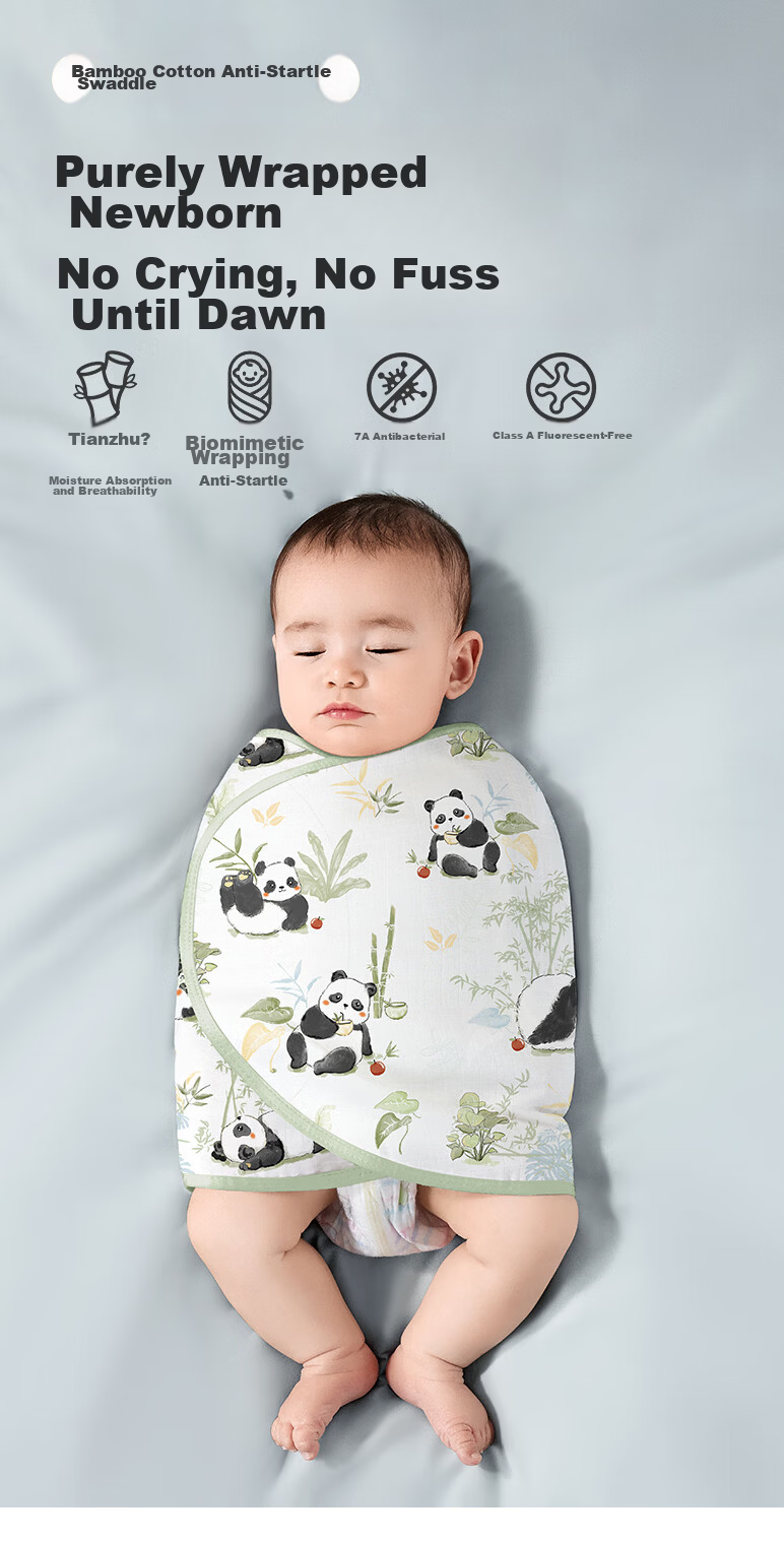 Kidsneed Baby Anti-Startle Sleep Sack Swaddle Blanket Spring Summer Bamboo Cotton Gauze 0-12 Months Newborn Anti-Startle Swaddle Wrap 1