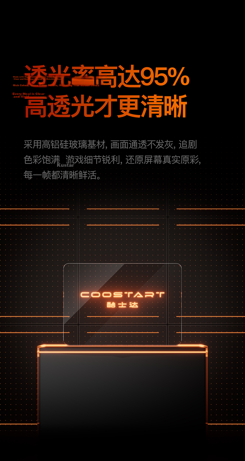 Kustar Tempered Glass Screen Protector for RedMagic Gaming Tablet 5Pro/3Pro 9.06-inch Electroplated Anti-Fingerprint High Transparency Explosion-Proof Film 9