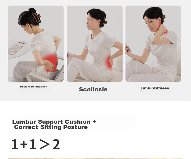 Ailute Office Chair Lumbar Support Cushion Backrest Pillow Maternity Workstation Long Sitting Waist Pillow Lumbar Support Chair Back Cushion 3