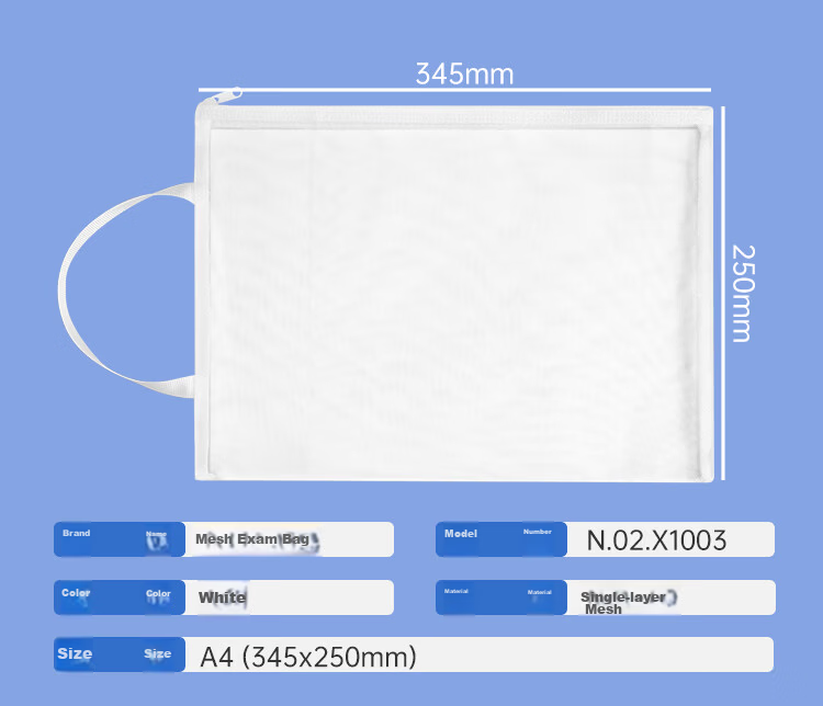 Kingdee A6 Transparent Mesh Pencil Case Large Capacity Stationery Bag Simple Exam Pencil Box for Girls Boys Middle School High School Students 6