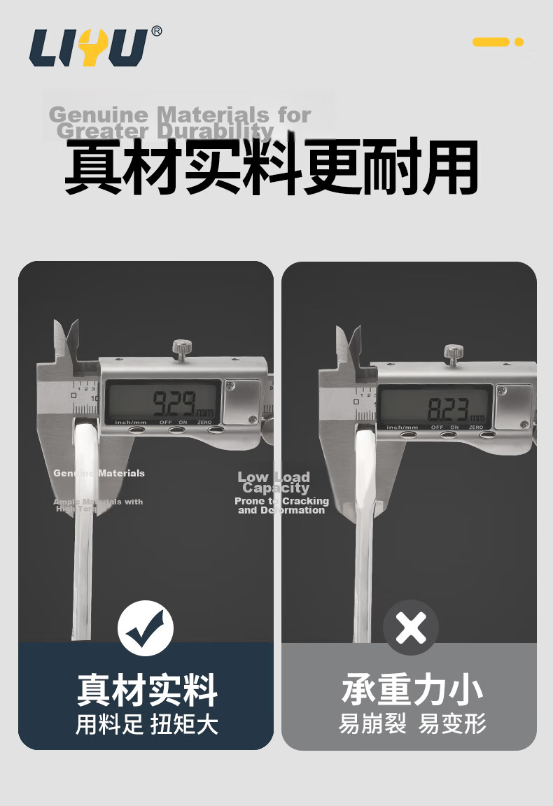 Liyu Double-Ended Open-End Wrench Mirror Polished Dual-Use Industrial Grade Quick Wrench Auto Repair Tool 10*12mm 3
