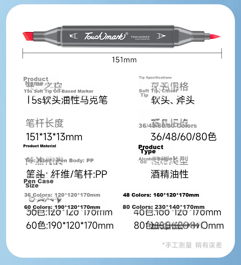 Touch Mark Soft Tip Marker 48 Colors Dual Tip High Ink Volume Watercolor Pens for Art Students Quick Dry Drawing Set for Elementary and Middle School Anime Hand Drawing Design Children's Day Birthday  15