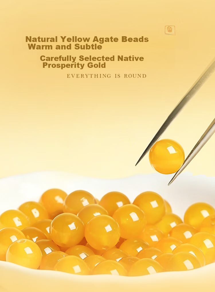 Sanqingshan Natural Yellow Agate Bracelet Unisex Five Elements Fortune Beads Jade Crystal Wristband Birthday Gift for Girlfriend Wife 3