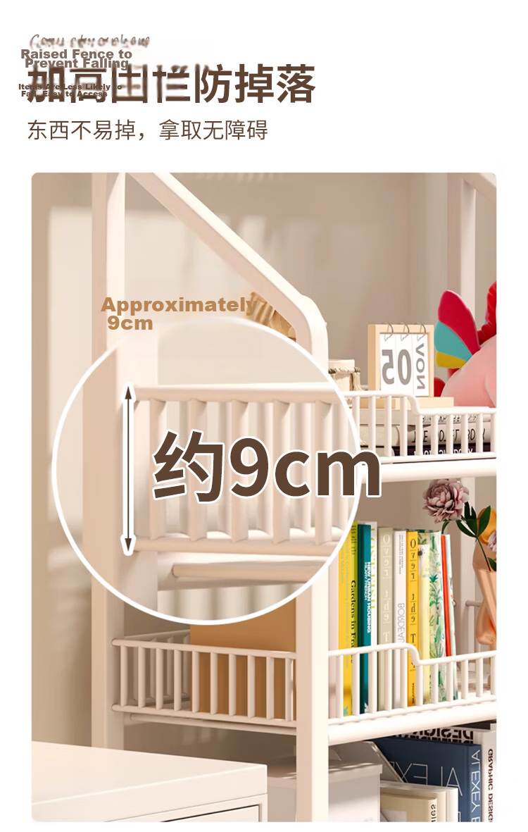 Zhuobo Kitchen Storage Rack, Floor-Standing Organizer, Living Room Snack Shelf, Home Shelving Unit, Metal Shelf, BH17, Five-Tier, White, 60cm 9
