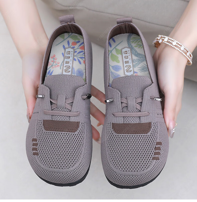 Yidisen Lightweight Comfortable Casual Women's German Training Shoes Old Beijing Cloth Shoes Soft Sole Non-Slip Mom Shoes Brown Size 36 18