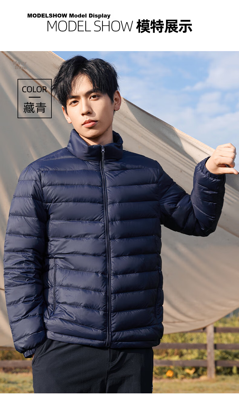 ROMON Men's Lightweight Down Jacket, Stand Collar, Short Style, Autumn New Fashion, Versatile Warm Inner and Outer Wear, Gray, Size 185 10
